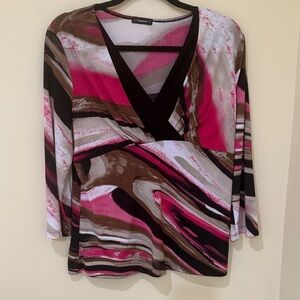 Cocomo Women's Top Swirl Pattern Women’s long sleeve Blouse size L Stretch